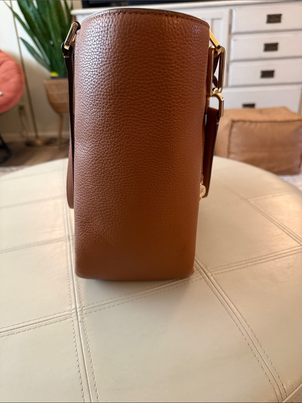 kate spade Cognac Pebbled Leather Tote with Gold Hardware - Picture 3 of 5